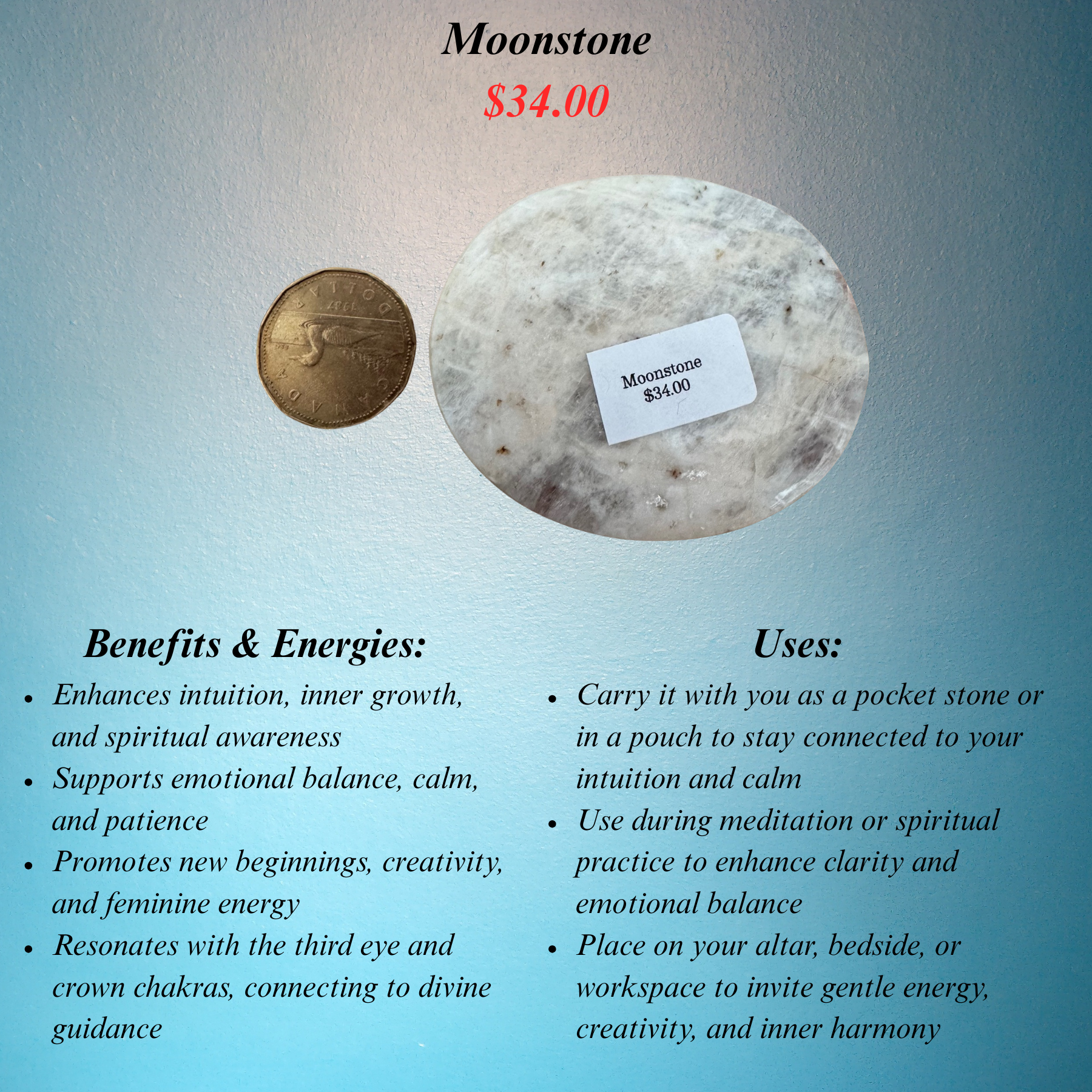 Moonstone Palm Stone