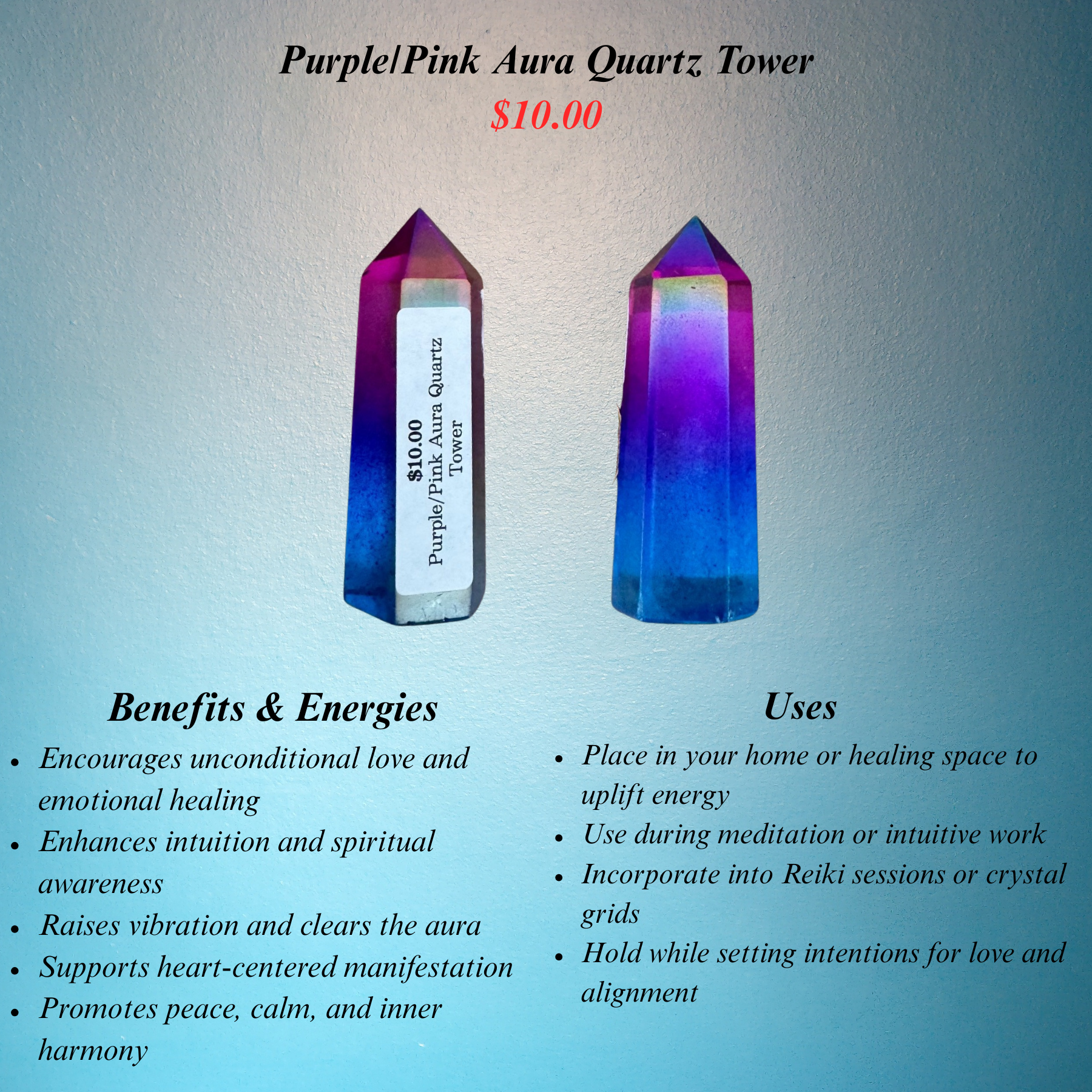 Purple/Pink Aura Quartz Tower